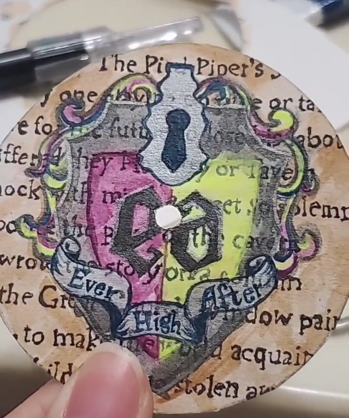 progress photo of a detail from croc's melody piper cosplay